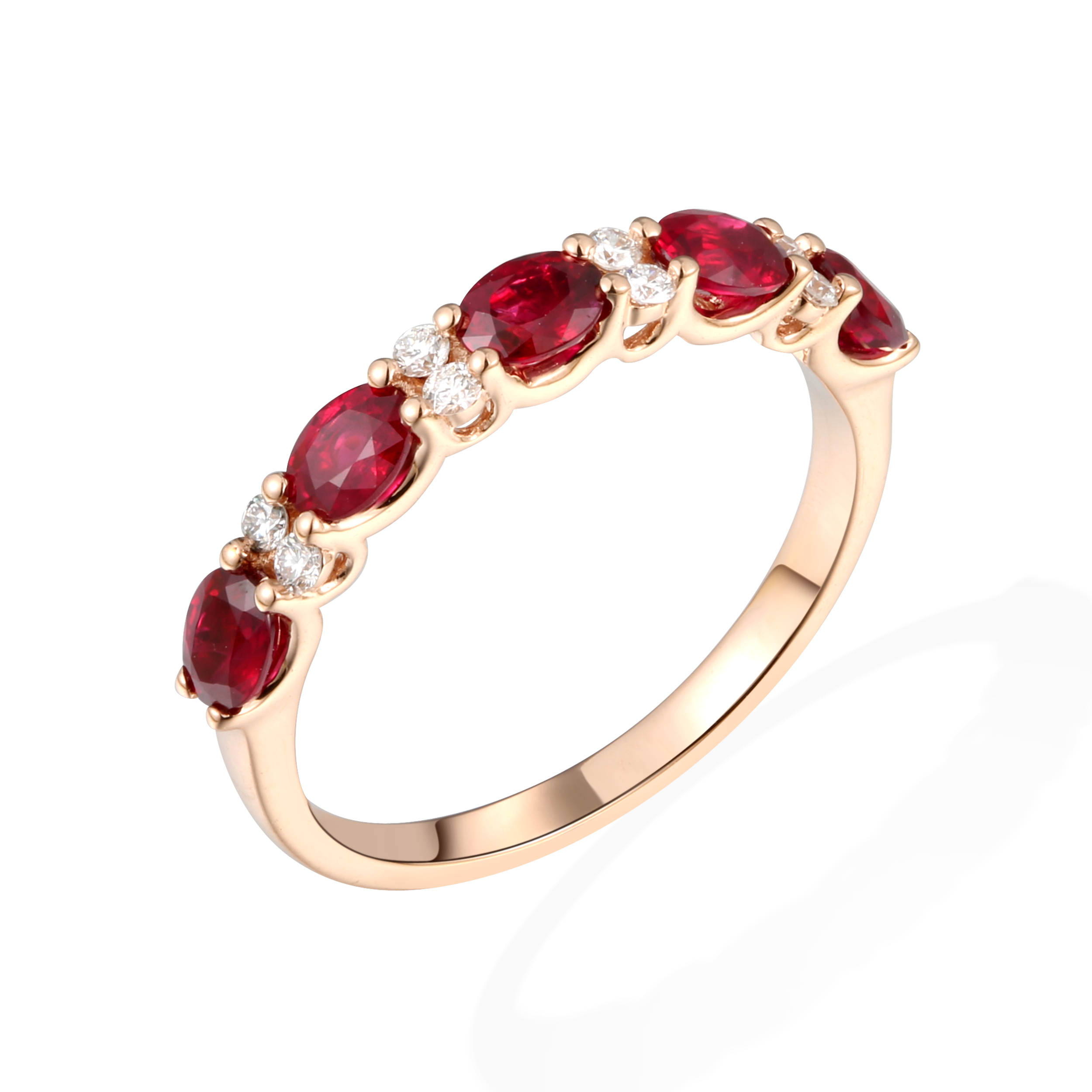 Oval ruby diamond band